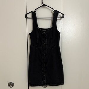 Black Denim Dress with Buttons